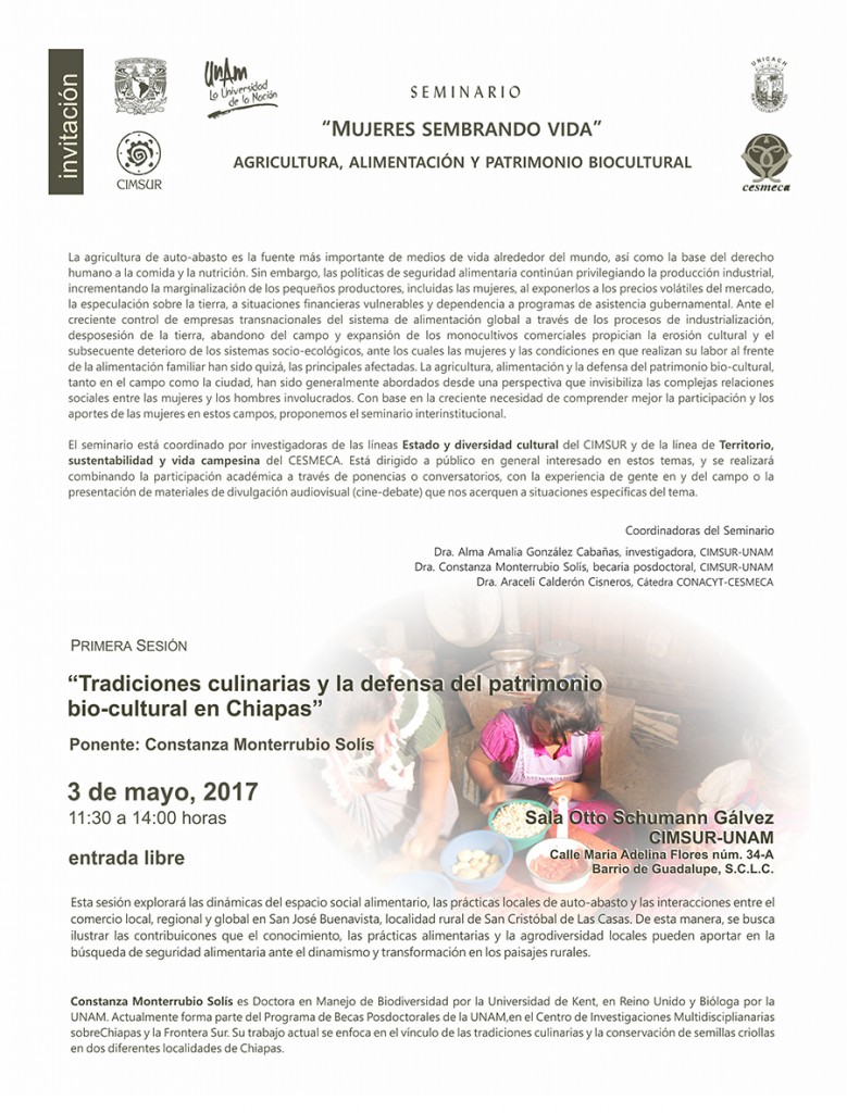 Invitación Seminario Mujeres Sembrando Vida