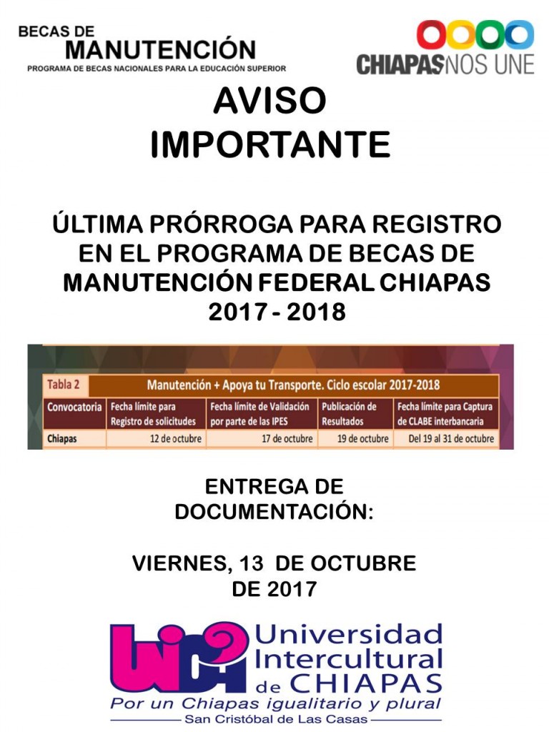 NOTIFICACION ULTIMA PR�RROGA MANUTENCI�N FEDERAL 2017 - 2018