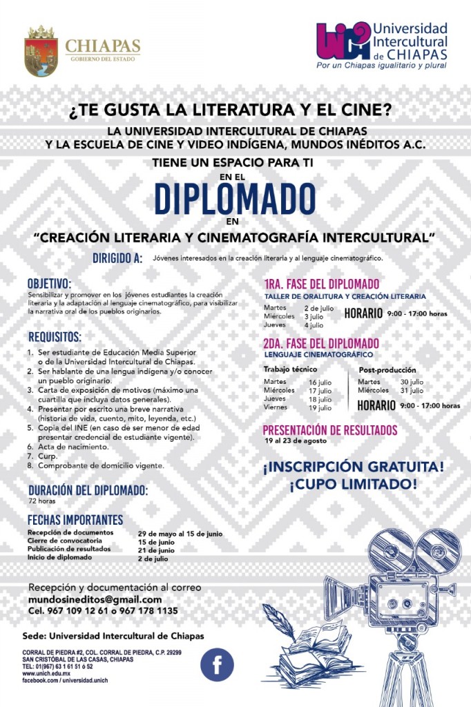 Diplomado en "Creación Literaria y Cinematografía Intercultural"