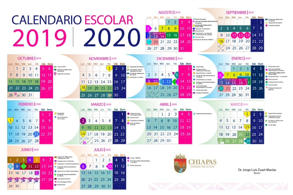 Calendario Enero julio 2020