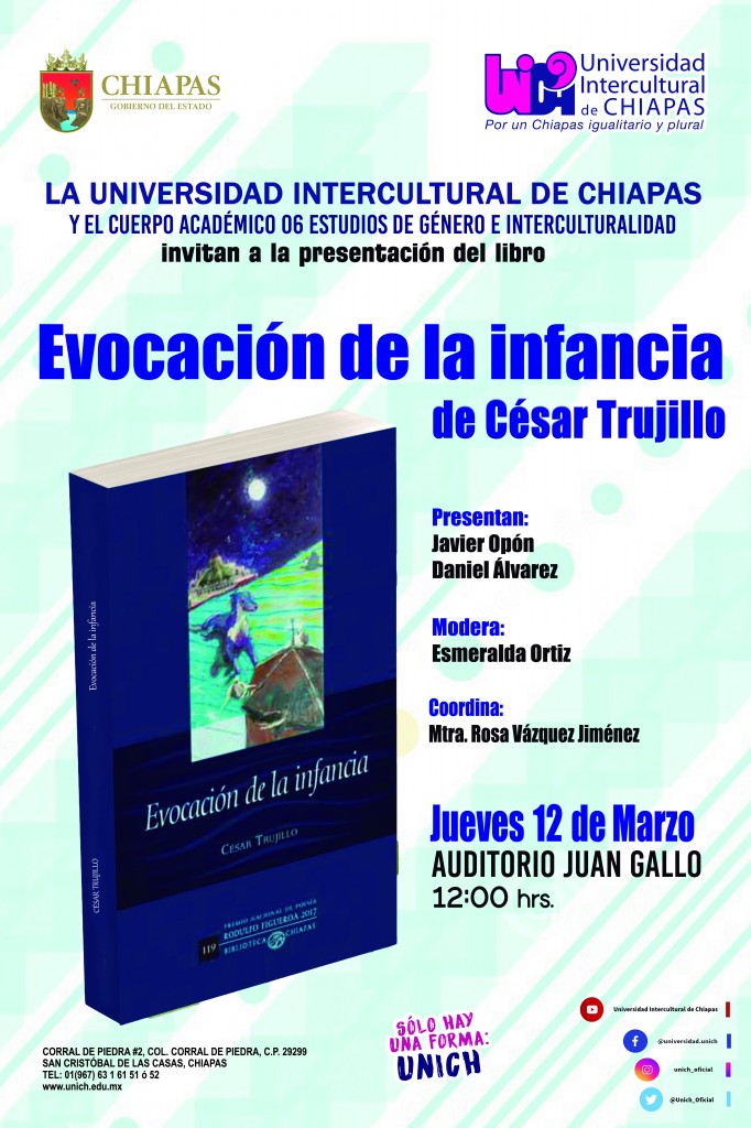 Presentación del Libro Evocación de la Infancia de César Trujillo. Jueves 12 de febrero 12 del día Auditorio Juan Gallo